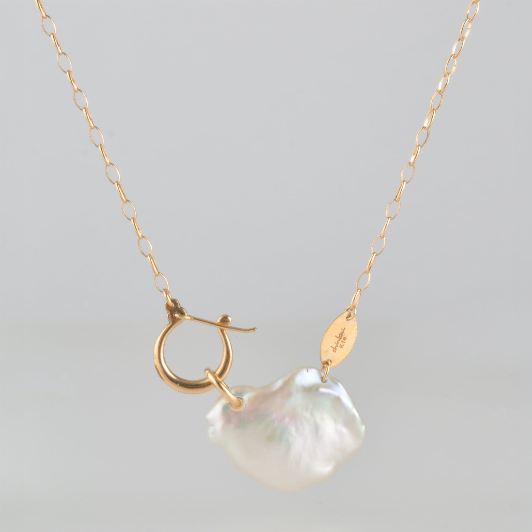 hung clasp petal pearl chain necklace – shinkai jewelry