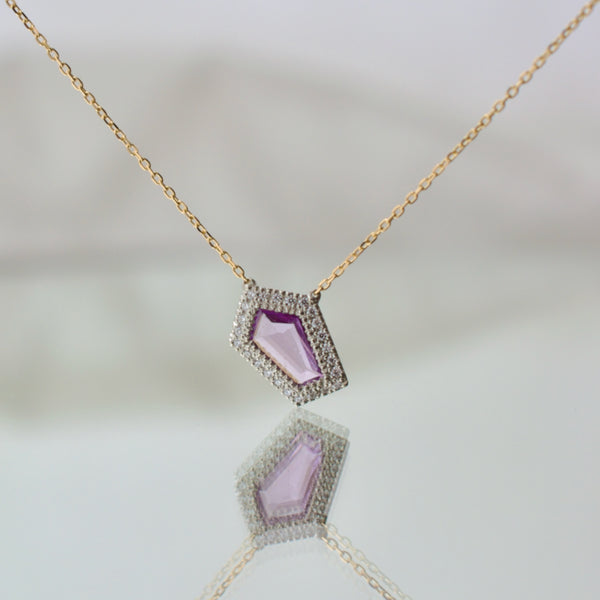 pebble pink sapphire diamond necklace