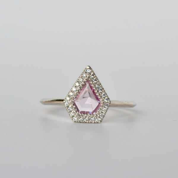 pebble pink sapphire diamond ring