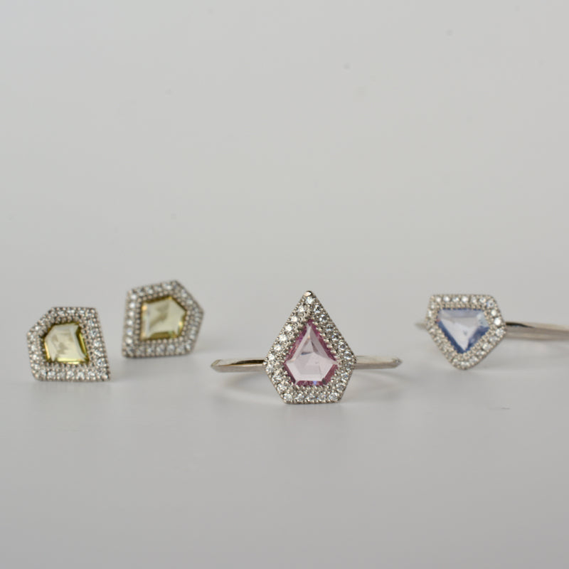 pebble pink sapphire diamond ring