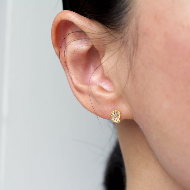 pichon brown diamond pierced earrings