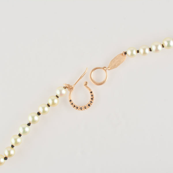 hung black diamond clasp akoya pearl necklace