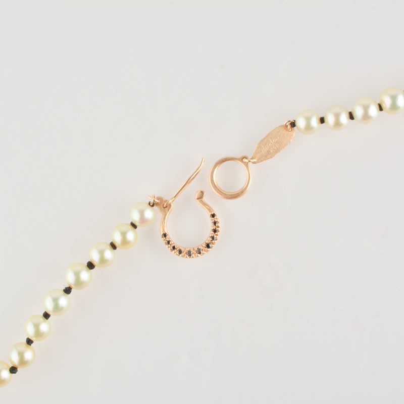 hung black diamond clasp akoya pearl necklace