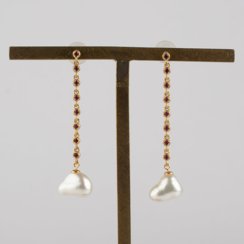 Limited Collection - dew ruby chain earrings