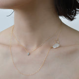hung clasp petal pearl chain necklace