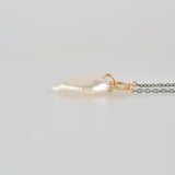 hung clasp petal pearl silver chain necklace
