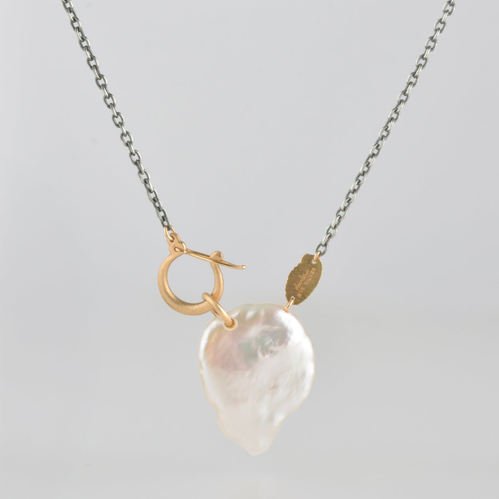 hung clasp petal pearl silver chain necklace – shinkai jewelry