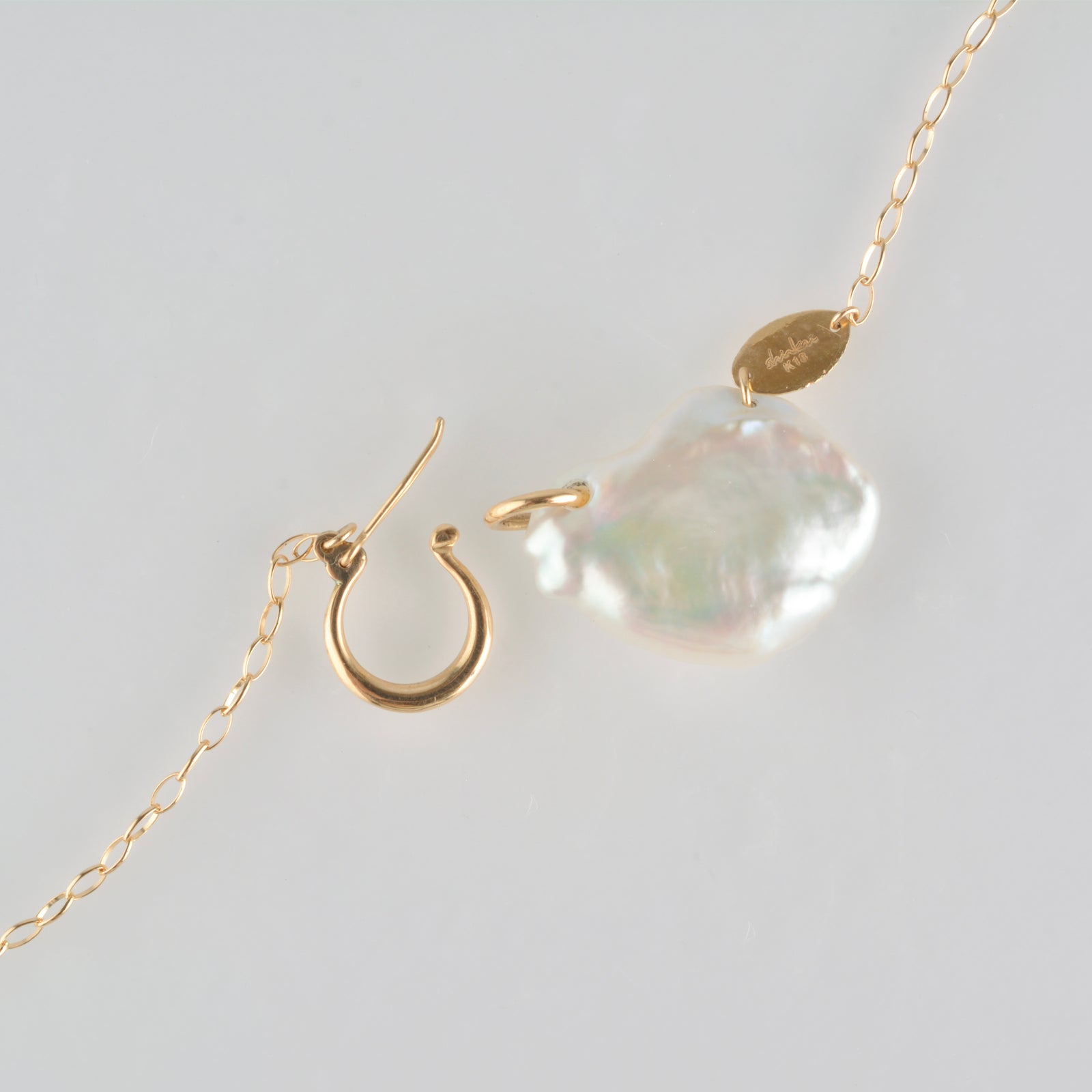 hung clasp petal pearl chain necklace – shinkai jewelry
