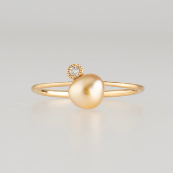 baby kidny south sea pearl diamond ring
