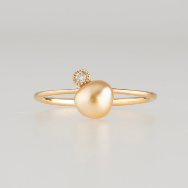 baby kidny south sea pearl diamond ring