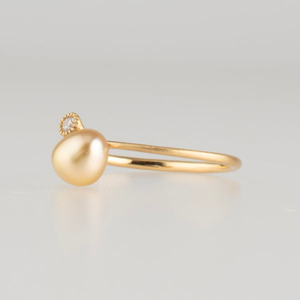 baby kidny south sea pearl diamond ring