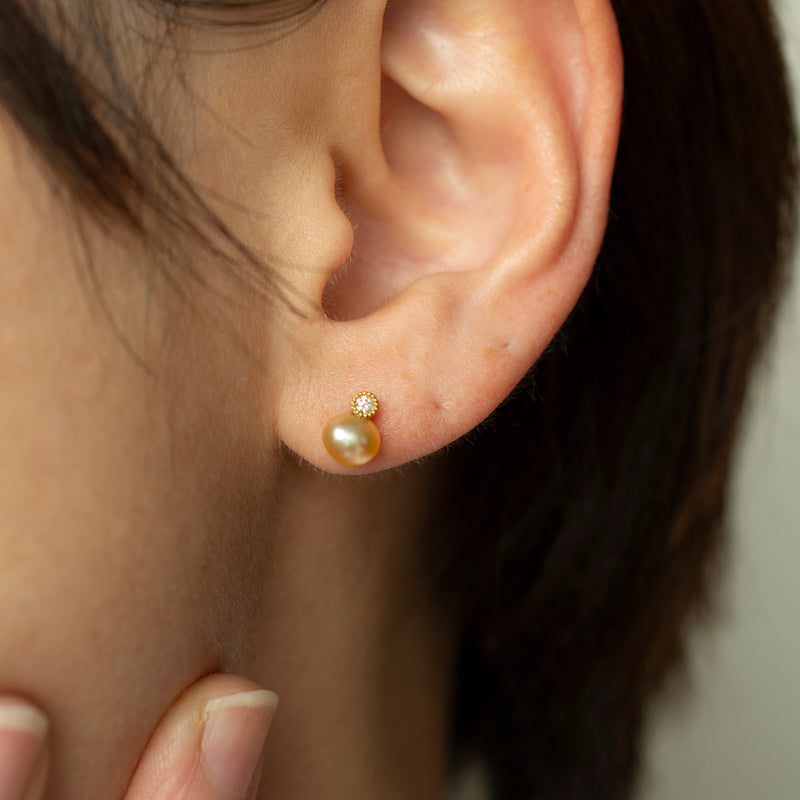 baby kidny south sea pearl diamond earrings