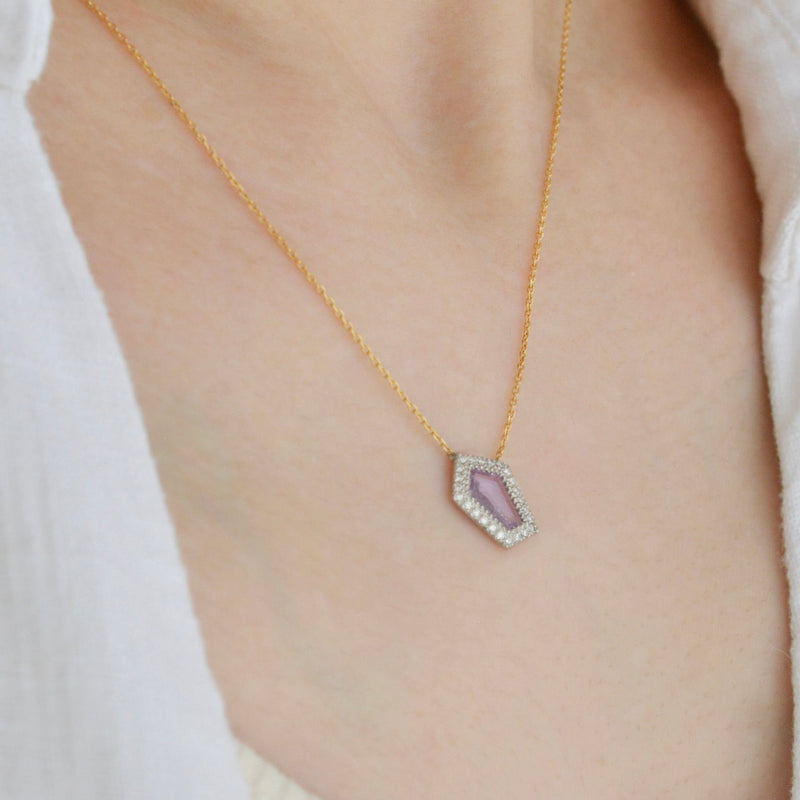 pebble pink sapphire diamond necklace