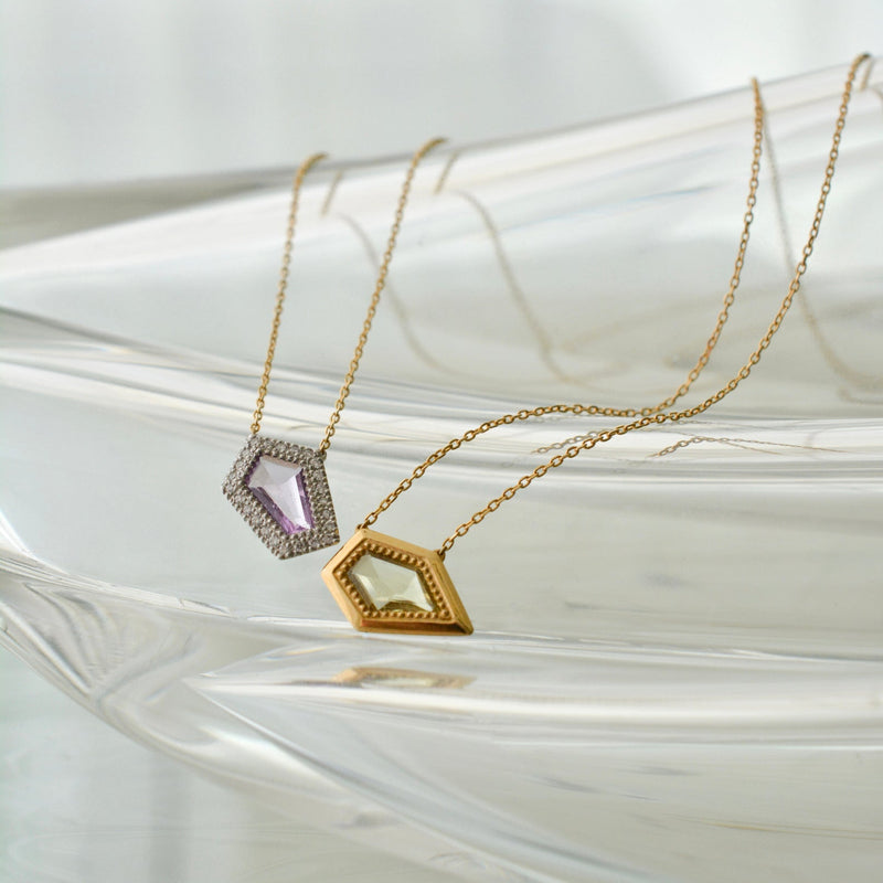 pebble pink sapphire diamond necklace