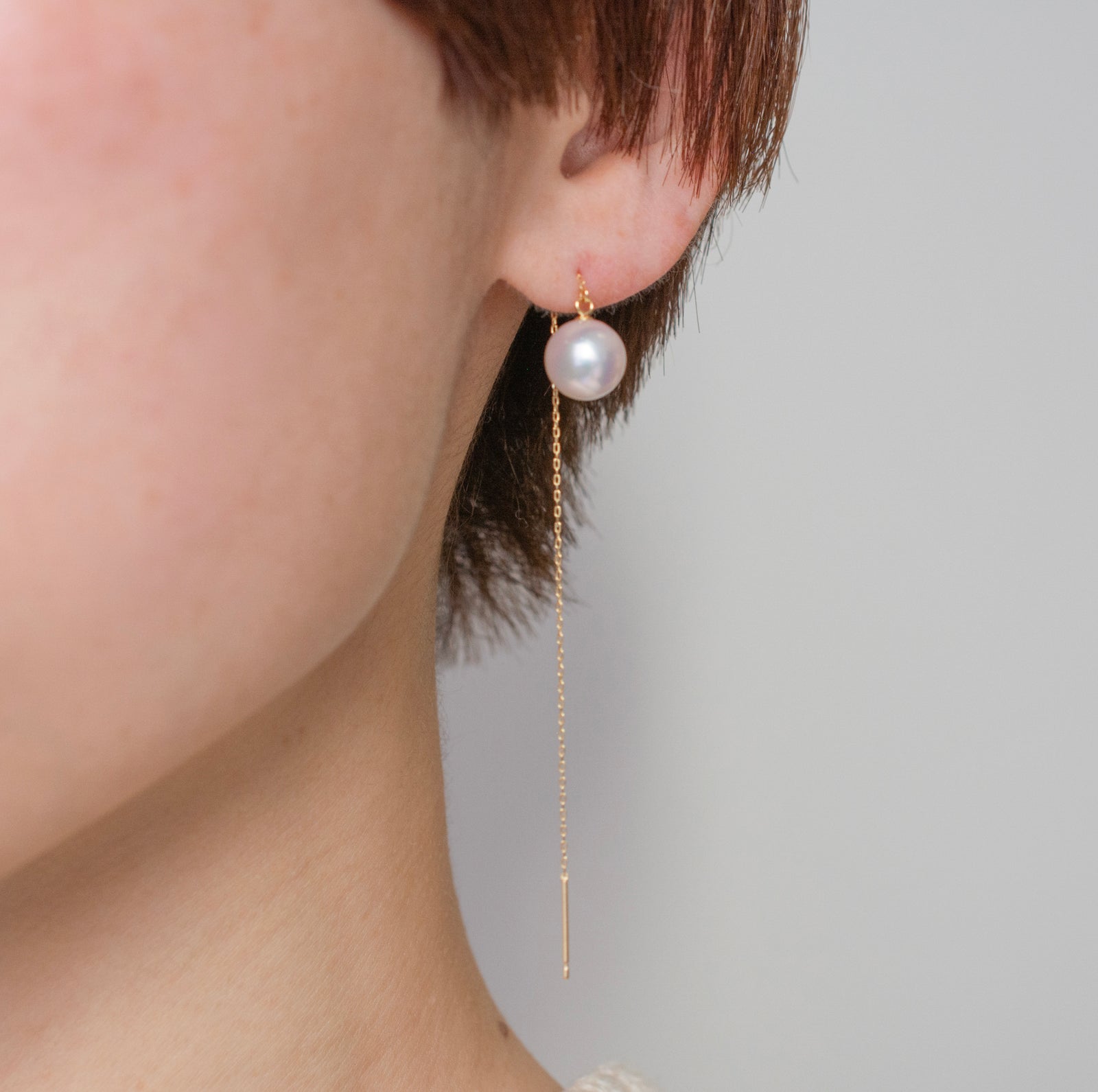 akoya pearl chain earrings – shinkai jewelry