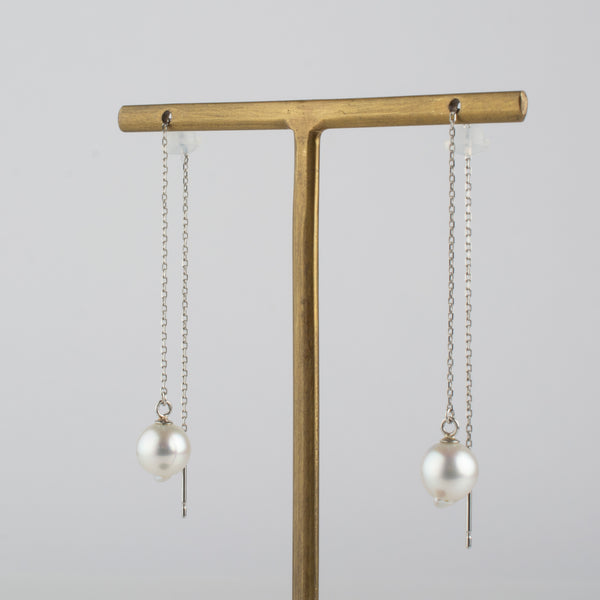 drop akoya pearl chain earrings