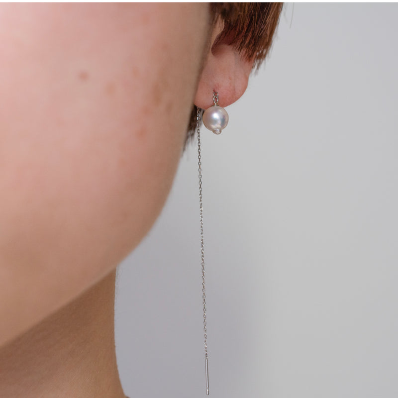 drop akoya pearl chain earrings