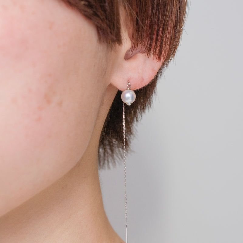 drop akoya pearl chain earrings