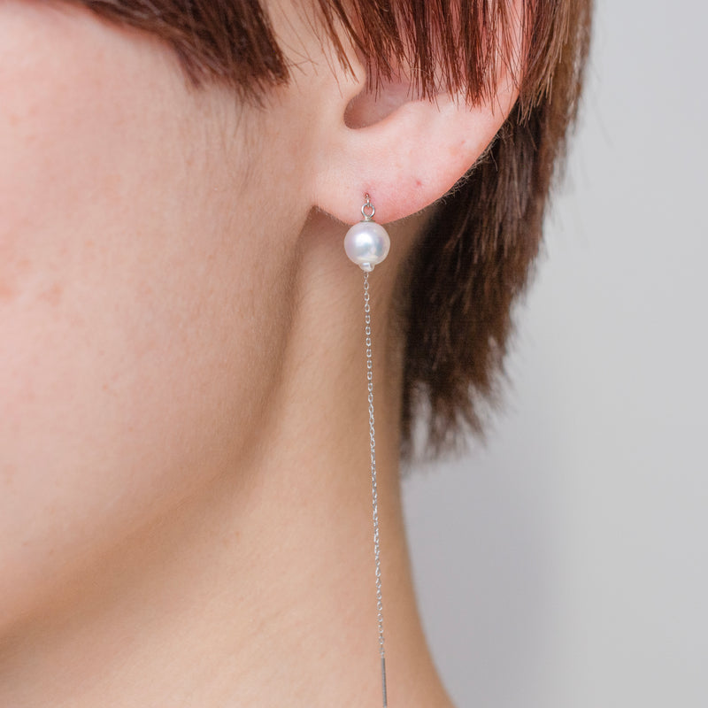 drop akoya pearl chain earrings