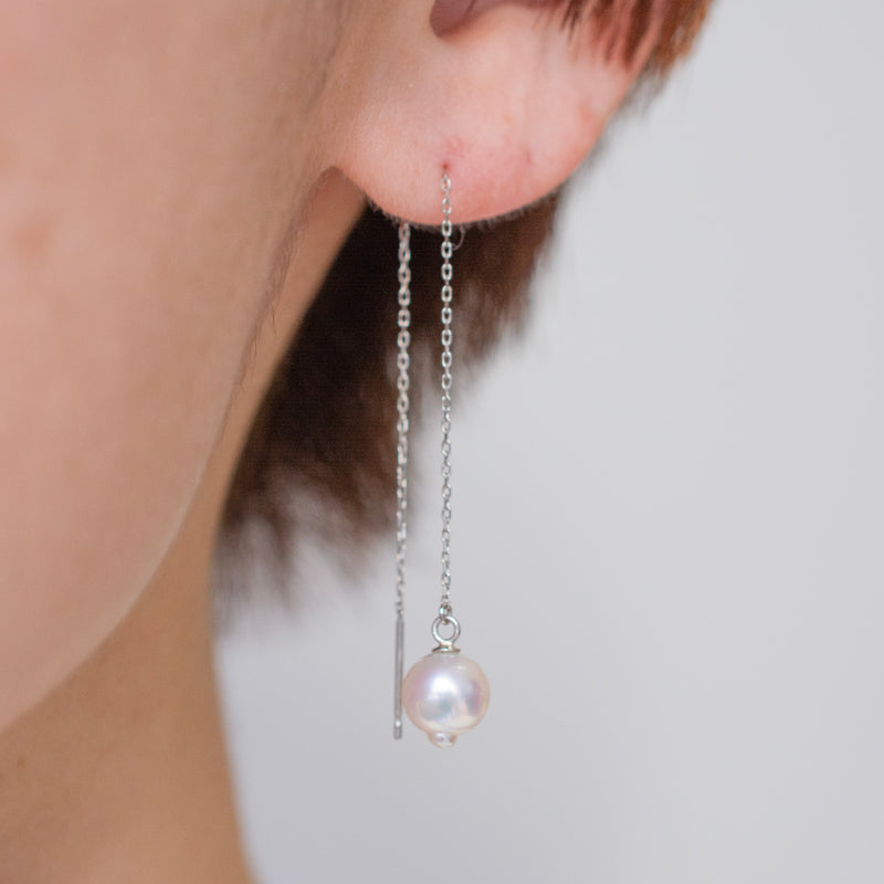 drop akoya pearl chain earrings