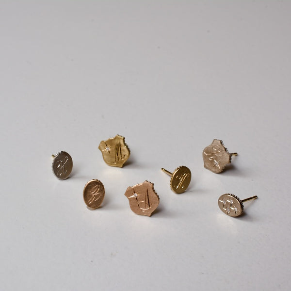 alphabet stud earrings oval