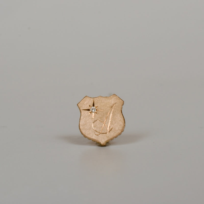 alphabet stud earrings shield
