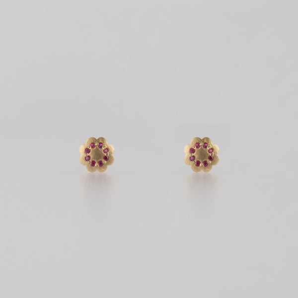 Limited collection - anemone ruby pierced earrings