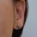 baby kidny black south sea pearl diamond earrings