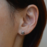 baby kidny black south sea pearl diamond earrings