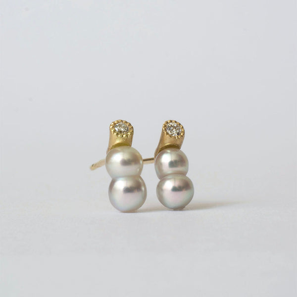 baby akoya pearl earrings twin dia