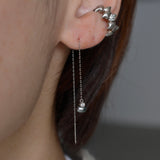 baby kidny black south sea pearl diamond chain earrings