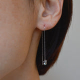 baby kidny black south sea pearl diamond chain earrings