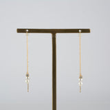 baby akoya twin pearl diamond chain earrings