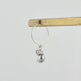 baby kidny black south sea pearl diamond hook earrings