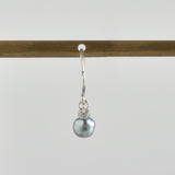 baby kidny black south sea pearl diamond hook earrings