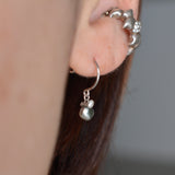 baby kidny black south sea pearl diamond hook earrings