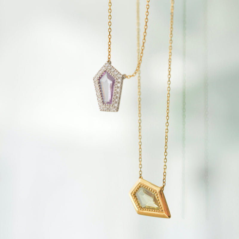 pebble pink sapphire diamond necklace