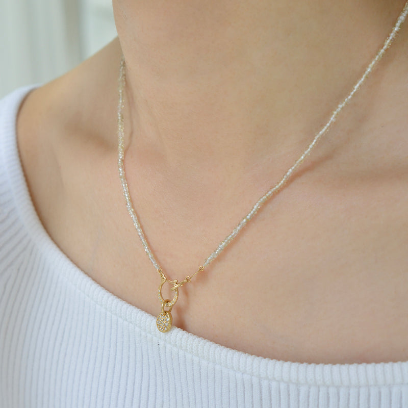 hung diamond clasp white sapphire necklace