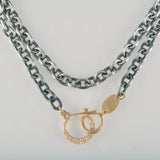 hung diamond clasp silver chain necklace CH06-017D-210S