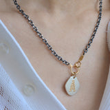 hung diamond clasp silver chain necklace CH06-017D-210S