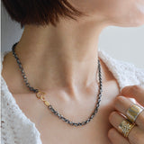 hung diamond clasp silver chain necklace CH06-017D-2153S