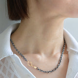 hung diamond clasp silver chain necklace CH06-017D-2153S