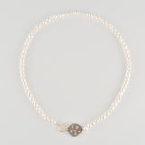 hung diamond clasp fresh water pearl necklace