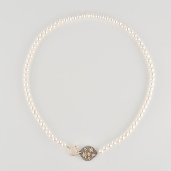 hung diamond clasp fresh water pearl necklace