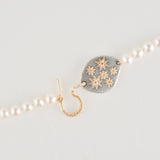 hung diamond clasp fresh water pearl necklace