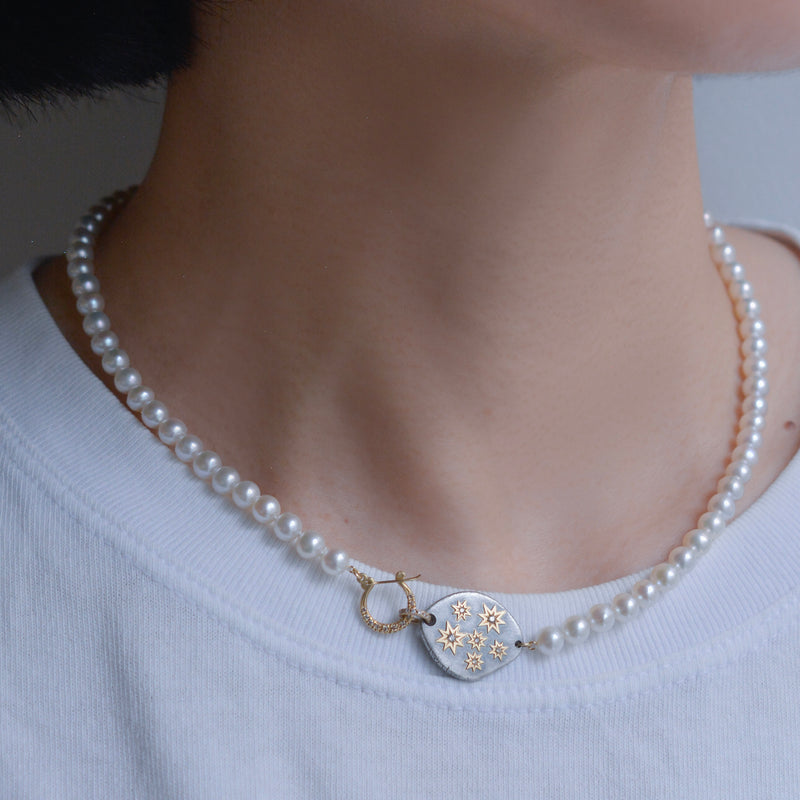 hung diamond clasp fresh water pearl necklace