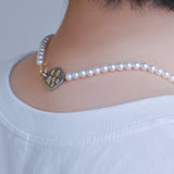 hung diamond clasp fresh water pearl necklace