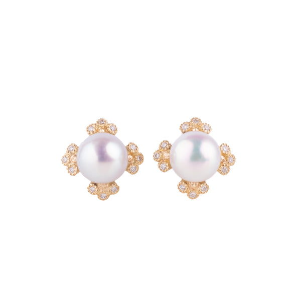 spread akoya diamond pierced earrings