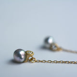 baby akoya pearl diamond chain earrings
