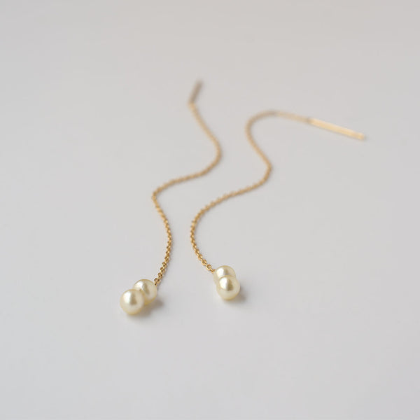 baby akoya pearl chain earrings twin
